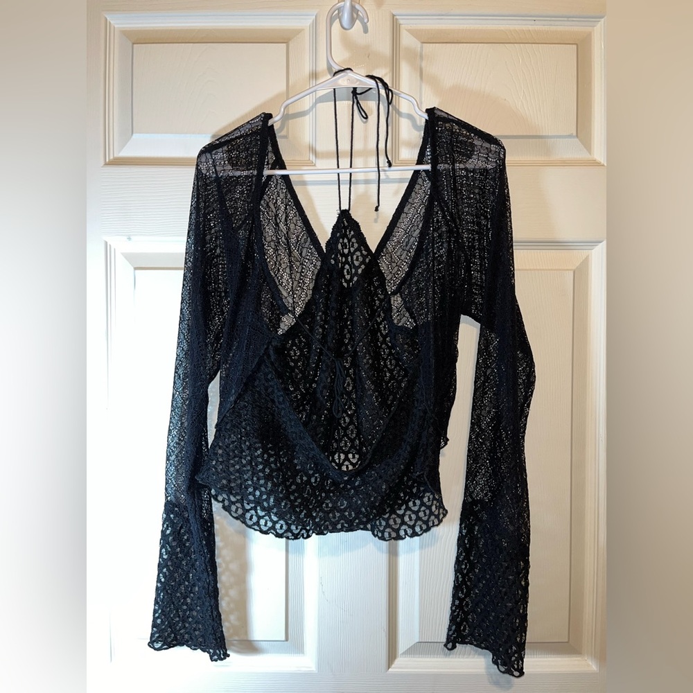 Free People Black Lace Blouse - Picture 3 of 7